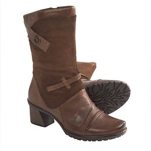 EARTH genuine leather and suede mid calf boots